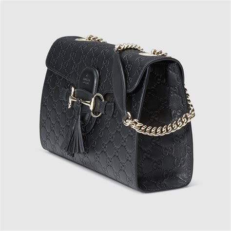 gucci guccissima small emily shoulder bag black|Gucci handbag guccissima.